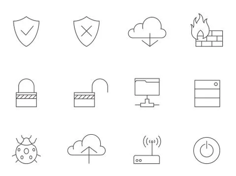 Outline Icons - Computer Network Stock Illustration