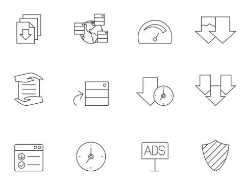 Outline Icons - File Sharing Stock Illustration