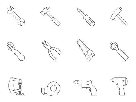 Outline Icons - Hand Tools Ilustração Stock