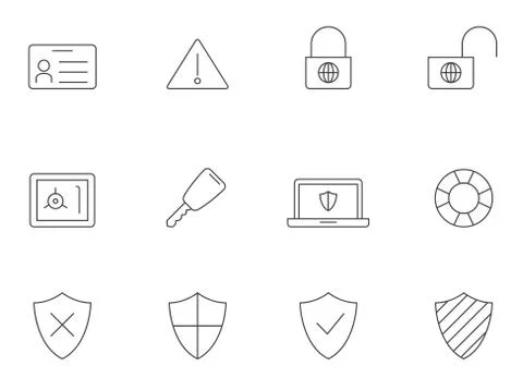 Outline Icons - Internet Security Stock Illustration