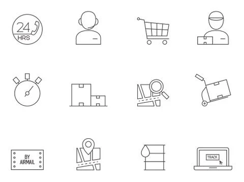 Outline Icons - Logistic Stock Illustration