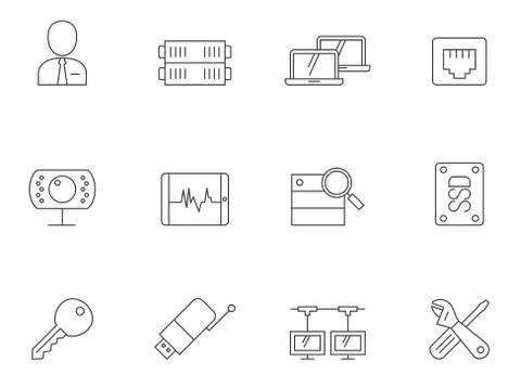 Outline Icons - More Computer Network Stock Illustration