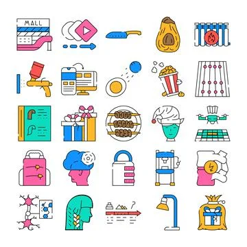 Outline icons representing various modern lifestyle and technology イラスト素材