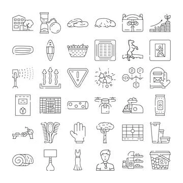 Outline icons representing various objects and daily life concepts Stock-Illustration