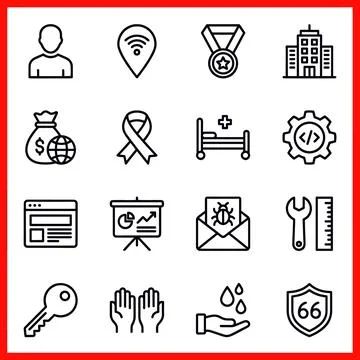 Outline Icons Set for Business, Technology, Healthcare, and Social Concepts. Ilustración de archivo