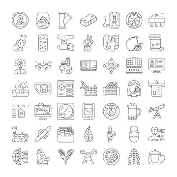 Outline icons set with technology and science concepts イラスト素材