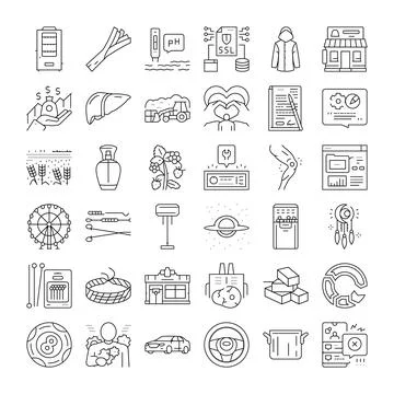 Outline icons set vector concept collection Stock Illustration