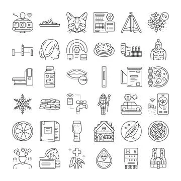 Outline icons set vector design for technology health Stock Illustration