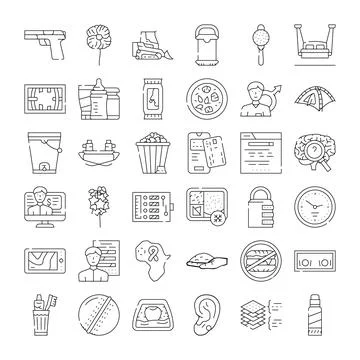 Outline icons set vector graphics digital symbol design Stock Illustration