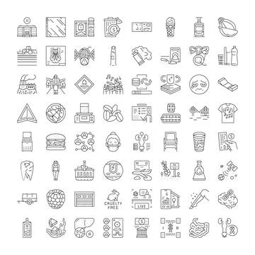 Outline icons set for web and mobile applications Illustrazione stock