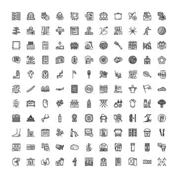Outline icons set for web design and app interface Stock Illustration