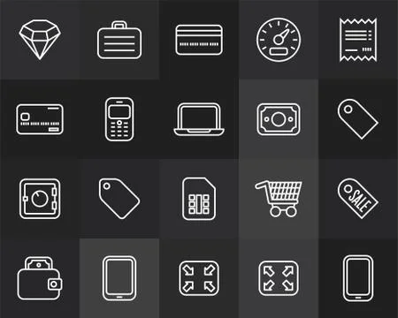 Outline icons thin flat design, modern line stroke style Stock Illustration