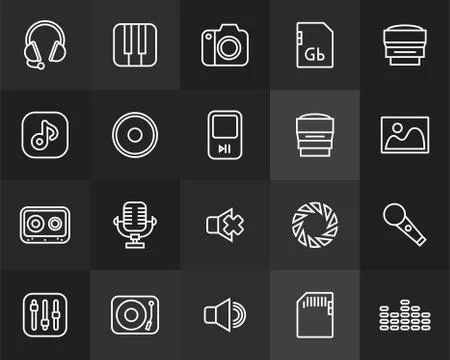 Outline icons thin flat design, modern line stroke style Stock Illustration