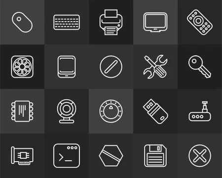 Outline icons thin flat design, modern line stroke style Stock Illustration