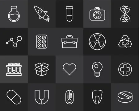 Outline icons thin flat design, modern line stroke style Stock Illustration