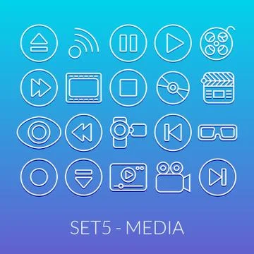 Outline icons thin flat design, modern line stroke style Stock Illustration