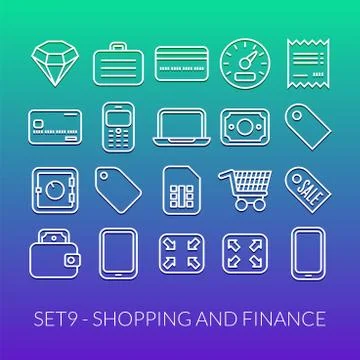 Outline icons thin flat design, modern line stroke style Stockillustratie