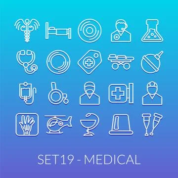 Outline icons thin flat design, modern line stroke style Stock Illustration