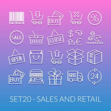 Outline icons thin flat design, modern line stroke style Stock-Illustration