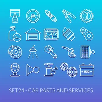 Outline icons thin flat design, modern line stroke style Stock Illustration