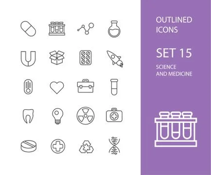 Outline icons thin flat design, modern line stroke style Stock Illustration