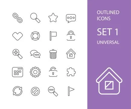 Outline icons thin flat design, modern line stroke style Stock Illustration