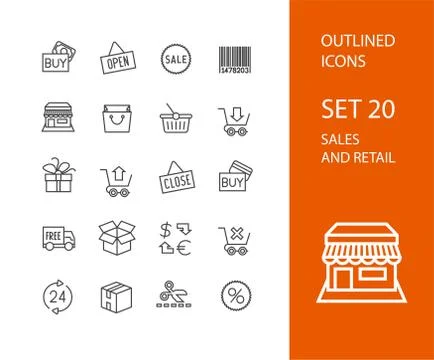 Outline icons thin flat design, modern line stroke style Stock-Illustration