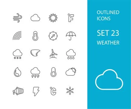 Outline icons thin flat design, modern line stroke style Stock Illustration