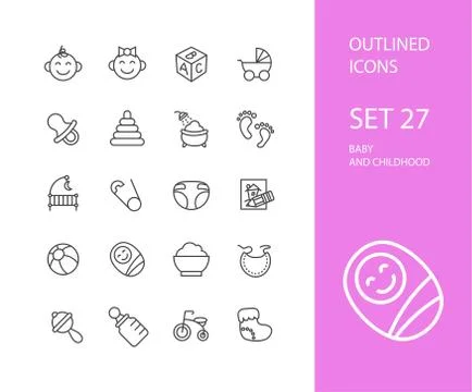 Outline icons thin flat design, modern line stroke style 스톡 일러스트