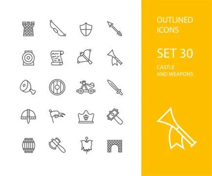Outline icons thin flat design, modern line stroke style Stock Illustration