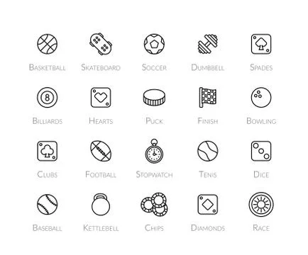 Outline icons thin flat design, modern line stroke style Stock Illustration