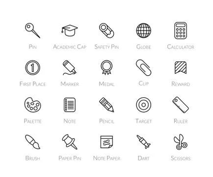 Outline icons thin flat design, modern line stroke style Stock Illustration