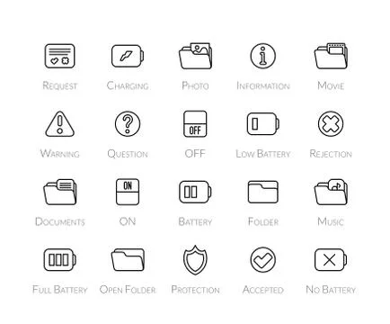 Outline icons thin flat design, modern line stroke style Illustrazione stock