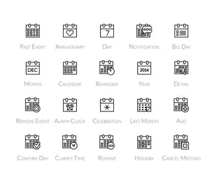 Outline icons thin flat design, modern line stroke style Stock Illustration