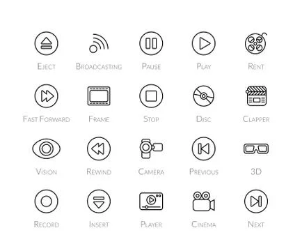 Outline icons thin flat design, modern line stroke style Stock Illustration