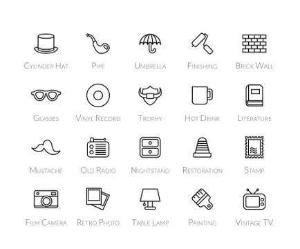 Outline icons thin flat design, modern line stroke style Stock Illustration