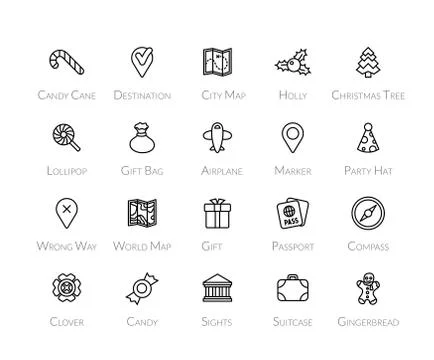 Outline icons thin flat design, modern line stroke style Illustrazione stock