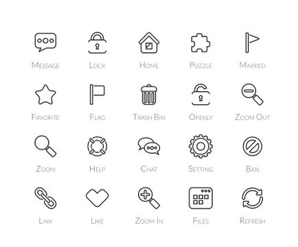 Outline icons thin flat design, modern line stroke style Stock Illustration