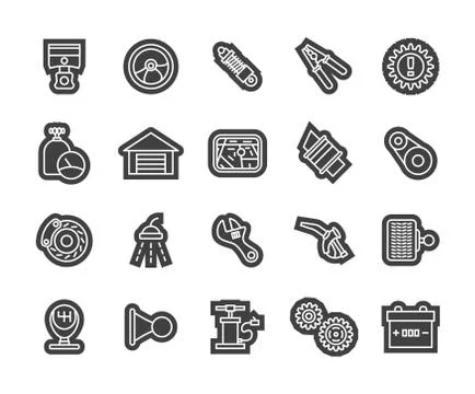 Outline icons thin flat design, modern line stroke style Stock Illustration