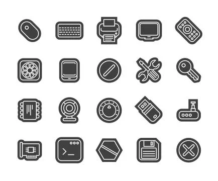 Outline icons thin flat design, modern line stroke style Illustrazione stock
