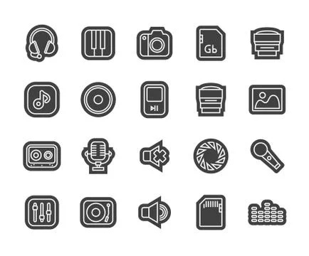 Outline icons thin flat design, modern line stroke style Stock Illustration