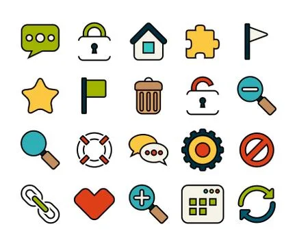 Outline icons thin flat design, modern line stroke style Stock Illustration