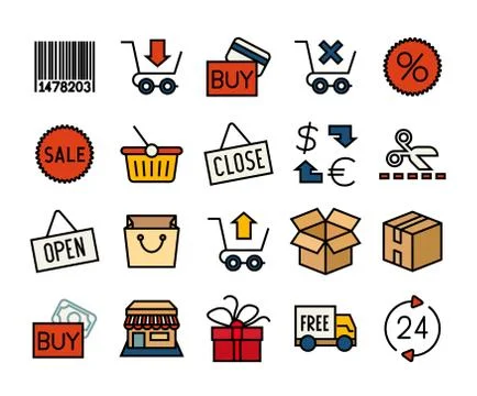 Outline icons thin flat design, modern line stroke style Stock-Illustration