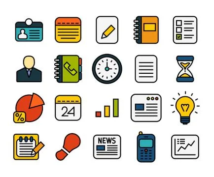 Outline icons thin flat design, modern line stroke style Stock Illustration