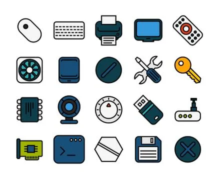 Outline icons thin flat design, modern line stroke style Stock Illustration