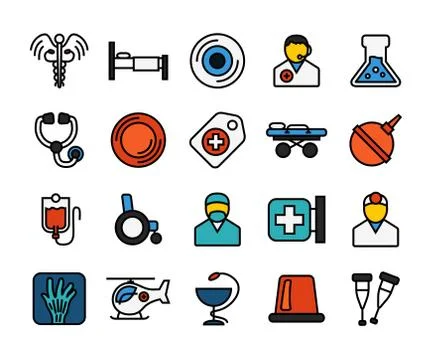 Outline icons thin flat design, modern line stroke style Stock Illustration