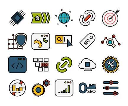 Outline icons thin flat design, modern line stroke style Stock Illustration