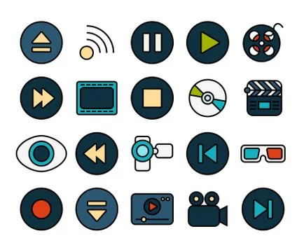 Outline icons thin flat design, modern line stroke style Stock Illustration