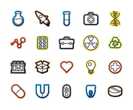 Outline icons thin flat design, modern line stroke style Stock Illustration