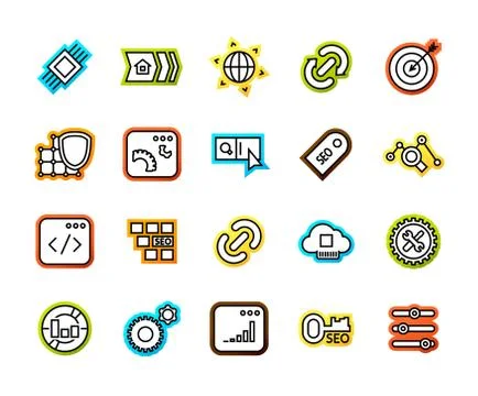 Outline icons thin flat design, modern line stroke style Stock Illustration